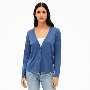NWT J. Jill Azure Blue Cardigan XL Petite Cotton Blend Button Front Sweater